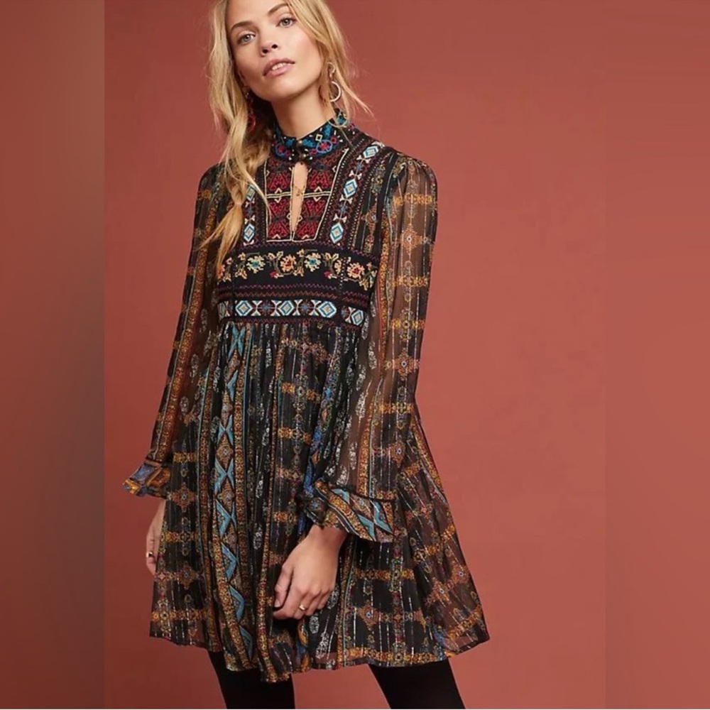 Anthropologie Akemi & Kin Elina Boho Embroidered Dress